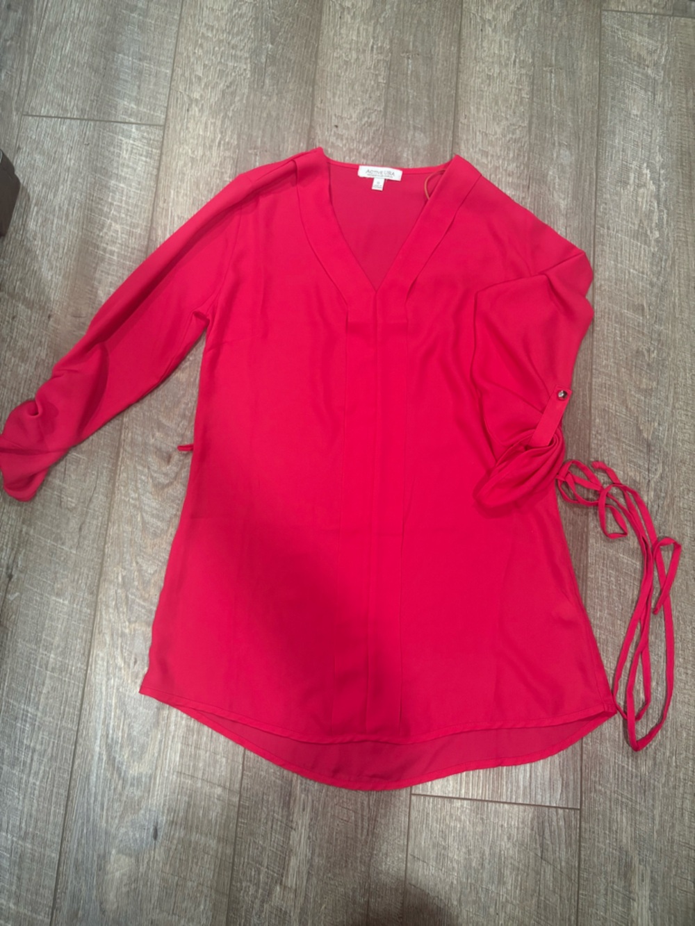Active USA Bright Red V-Neck Tunic with Side Ties